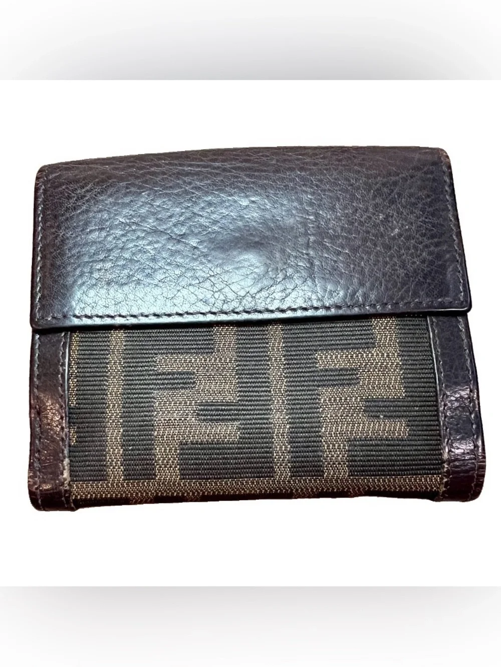 Fendi Zucca Canvas and Leather Small Wallet in Brown